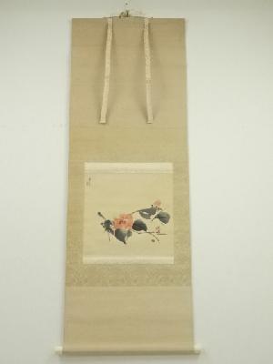 JAPANESE HANGING SCROLL / HAND PAINTED / CAMELLIA 